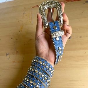 Vintage B.B. Simon Belt RARE Blue 37"